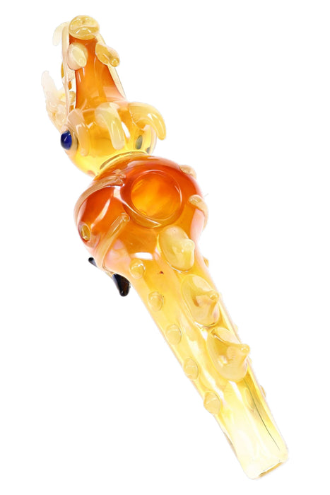 Gold Fumed Dragon Glass Pipe “Fire Hoard” – 8″ – Assorted