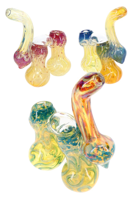 Fumed Frit Double-Chamber Sherlock Bubbler “Camel Curl” – 7″ – Assorted Colors