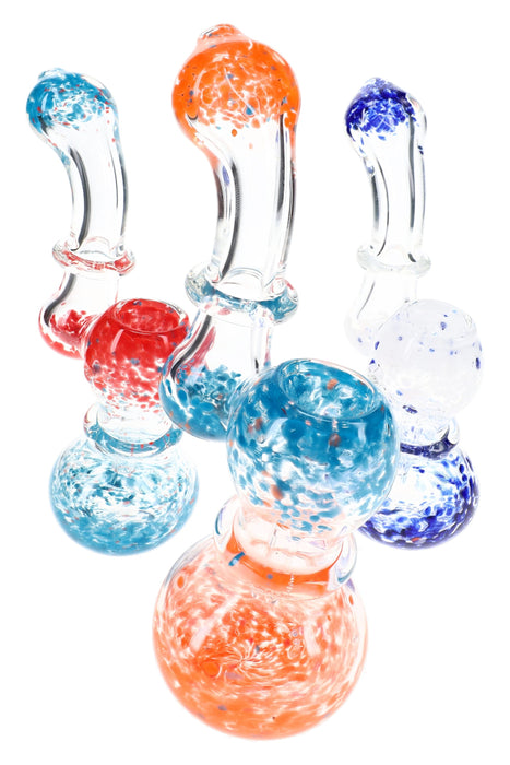 Clear Multicolor Frit Sherlock Bubbler “Confetti Curve” – 6½″ – Assorted