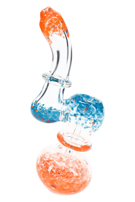 Clear Multicolor Frit Sherlock Bubbler “Confetti Curve” – 6½″ – Assorted