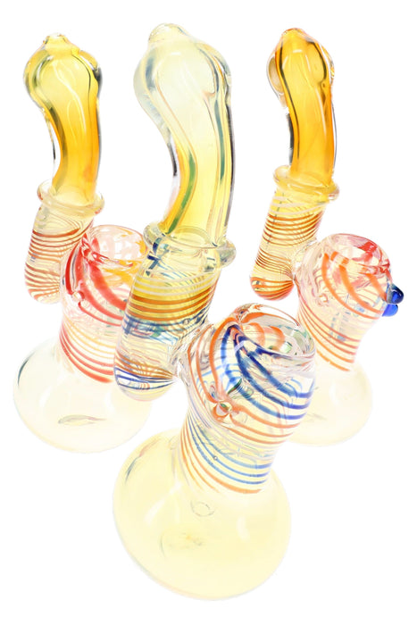 Color-Changing Striped Glass Sherlock Bubbler “Ribbon Ghost” – 6½″ – Assorted