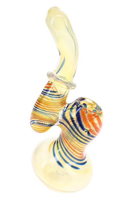 Color-Changing Striped Glass Sherlock Bubbler “Ribbon Ghost” – 6½″ – Assorted