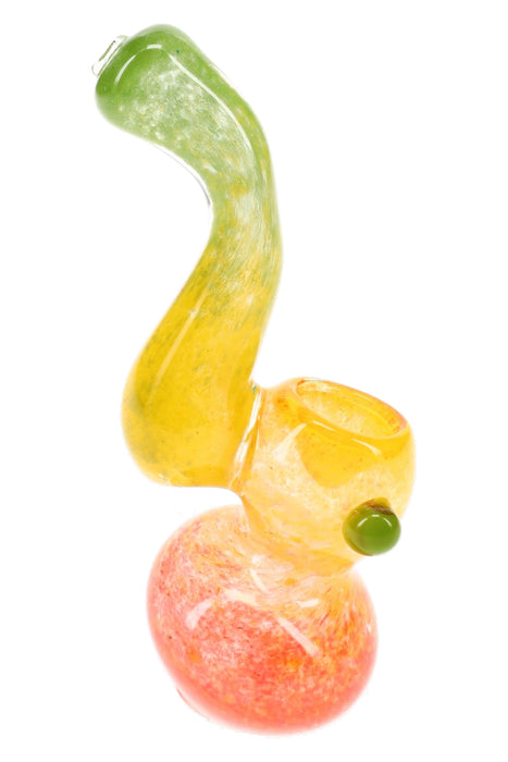 Mini Rasta Frit Glass Sherlock Bubbler “Mango Curl” – 4″ – Assorted