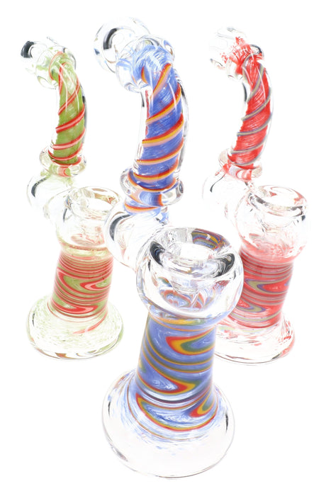 Rasta Swirl Striped Frit Sherlock Bubbler “Rasta Curl” – 6″ – Assorted Colors