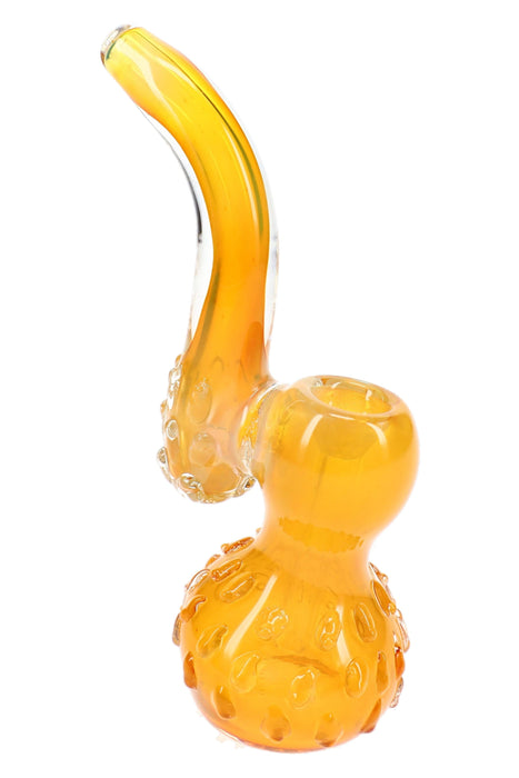 Gold Fumed Marbled Glass Sherlock Bubbler “Honeycomb” – 6″
