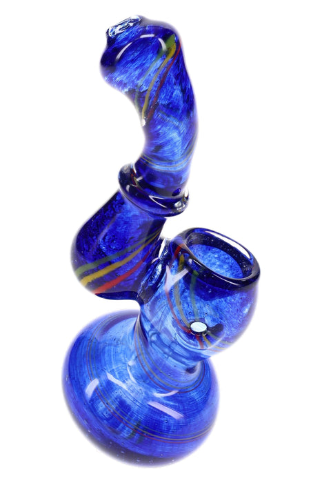 Rasta Striped Frit Glass Sherlock Bubbler “Mini Sway” – 4″ – Assorted Colors