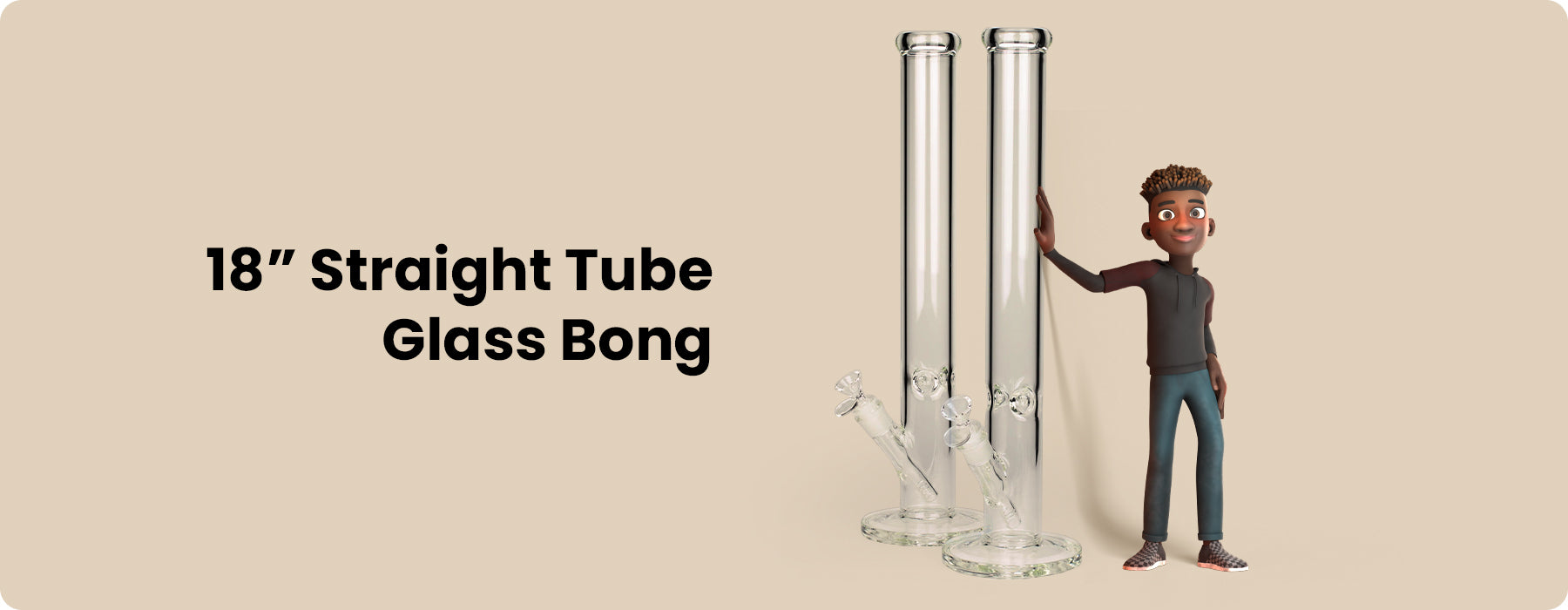 18" straight tube glass bong main banner