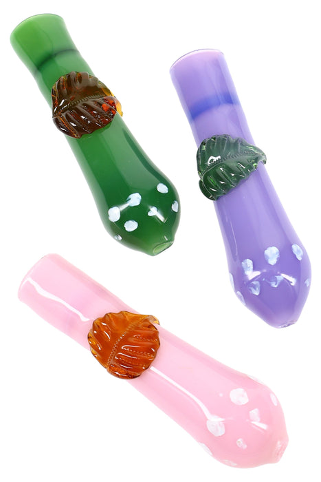 Slime Leaf Glass Chillum “Jungle Puff” – 3.5″ – Assorted Colors