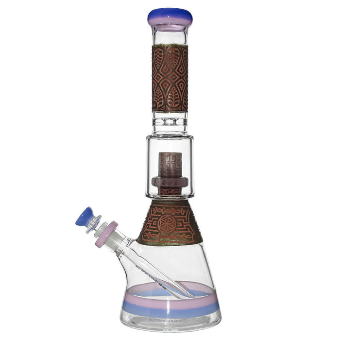 Calibear Etched Geometric Beaker Water Pipe Combo Box | Handmade Glass Bong