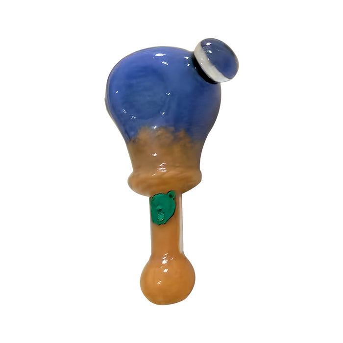 CALIBEAR FROSTED BUBBLEHEAD GLASS SPOON PIPE