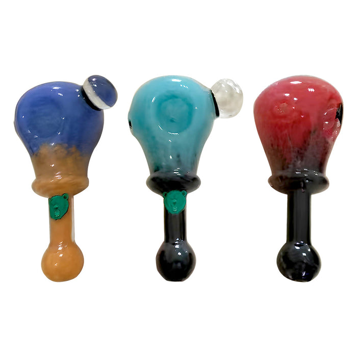 CALIBEAR FROSTED BUBBLEHEAD GLASS SPOON PIPE