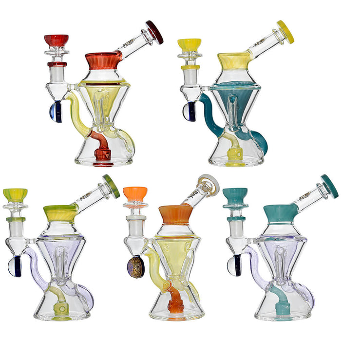 Calibear Hourglass Double Layer Recycler W/ Gilded Tubes Encased W/ Marble