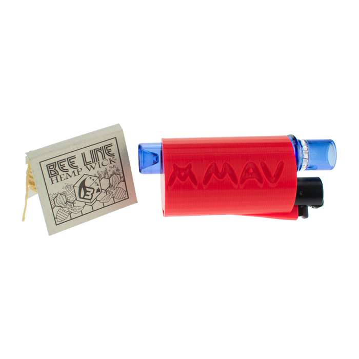 One hitter/Chillum 3D holder with hemp wick and lighter