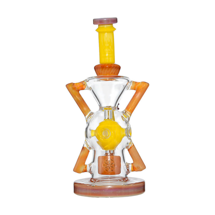 Calibear Premium EXO 8" Recycler w/ Encased Opal & Seed of Life Perc