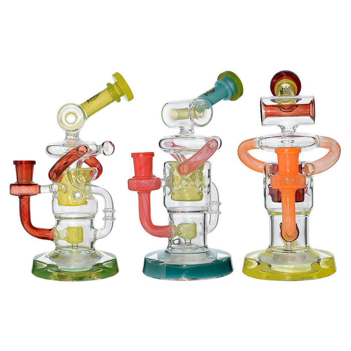Calibear Honeycomb Twisted Recycler Dab Rig | 8" Borosilicate Glass Rig with Honeycomb Chamber & Twisted Recycler