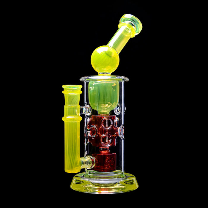 Calibear Kickback Straight Fab Torus Dab Rig | 8.5" Opal-Encased Glass Rig with Seed of Life Perc