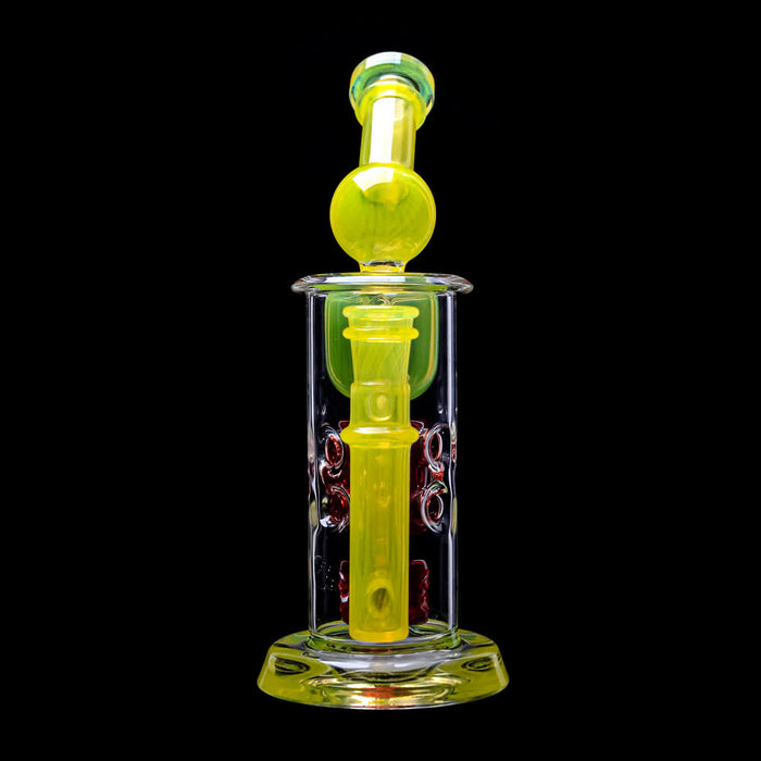 Calibear Kickback Straight Fab Torus Dab Rig | 8.5" Opal-Encased Glass Rig with Seed of Life Perc