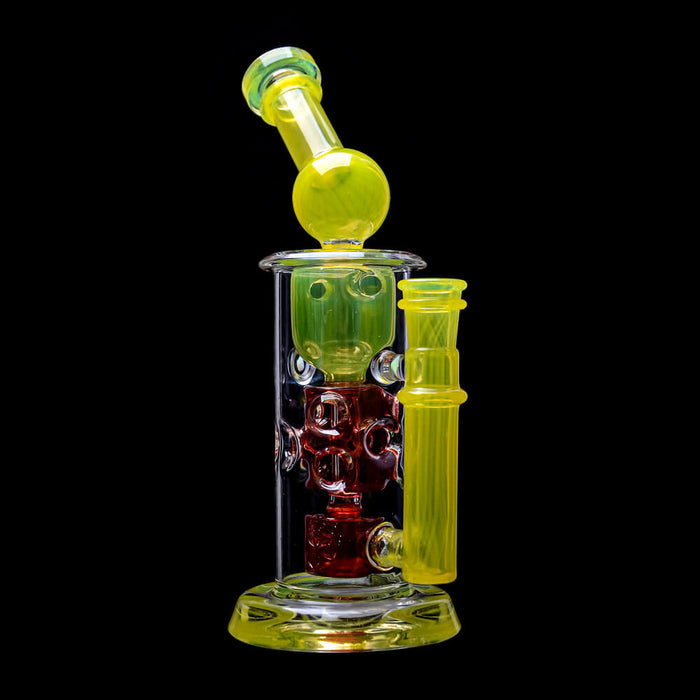 Calibear Kickback Straight Fab Torus Dab Rig | 8.5" Opal-Encased Glass Rig with Seed of Life Perc