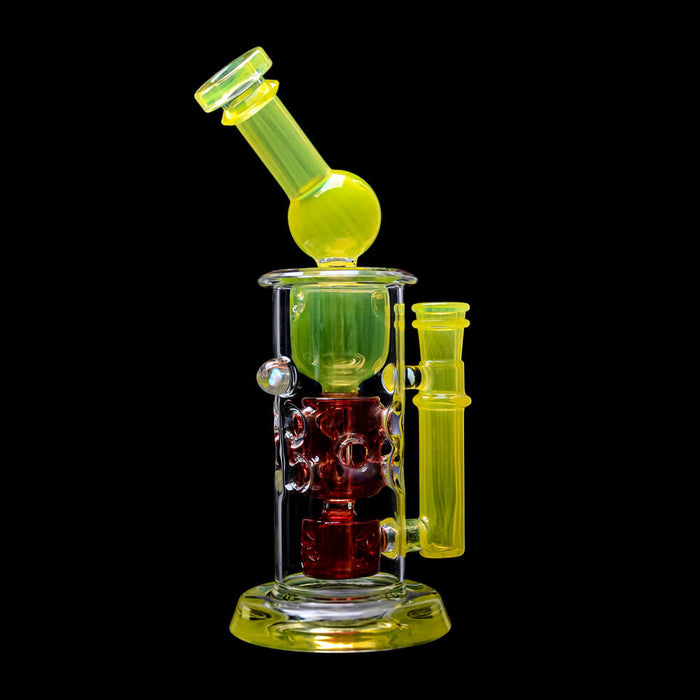 Calibear Kickback Straight Fab Torus Dab Rig | 8.5" Opal-Encased Glass Rig with Seed of Life Perc