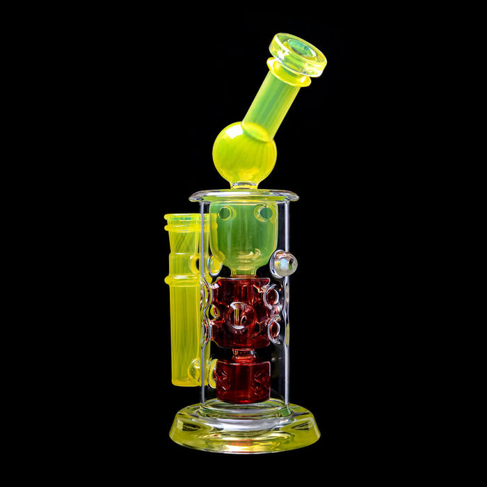Calibear Kickback Straight Fab Torus Dab Rig | 8.5" Opal-Encased Glass Rig with Seed of Life Perc