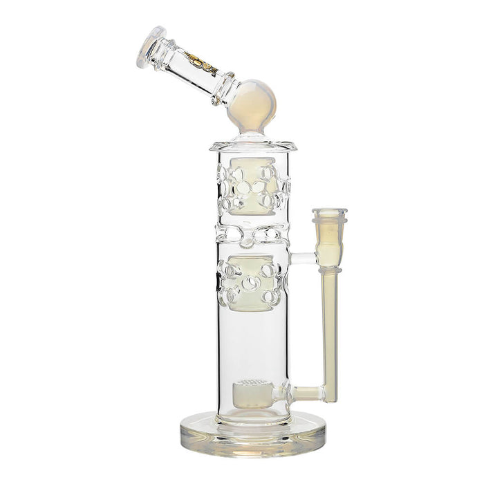 Calibear Premium Sidecar Straight Fab Glass Bong With Flower of Life Perc