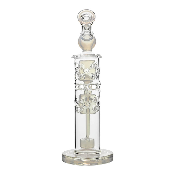 Calibear Premium Sidecar Straight Fab Glass Bong With Flower of Life Perc