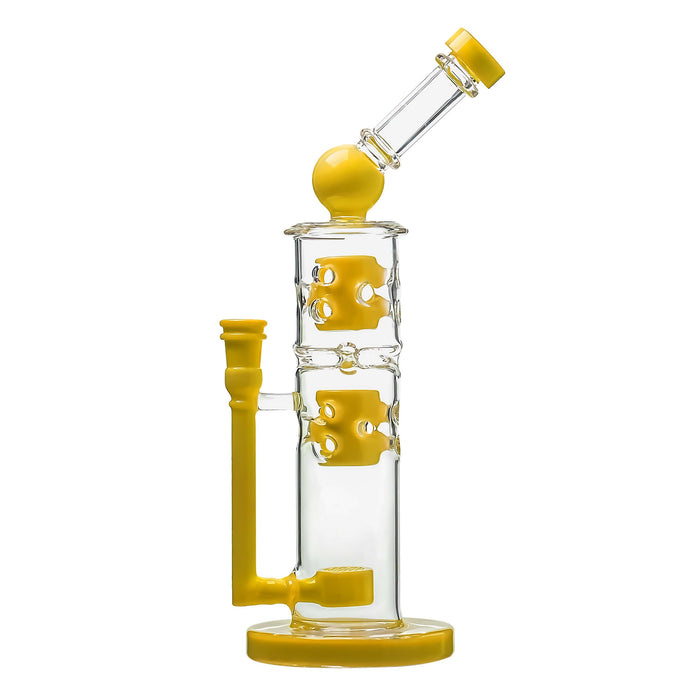 Calibear Premium Sidecar Straight Fab Glass Bong With Flower of Life Perc