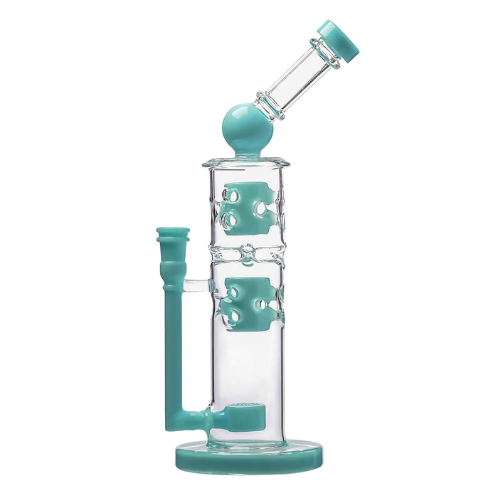 Calibear Premium Sidecar Straight Fab Glass Bong With Flower of Life Perc
