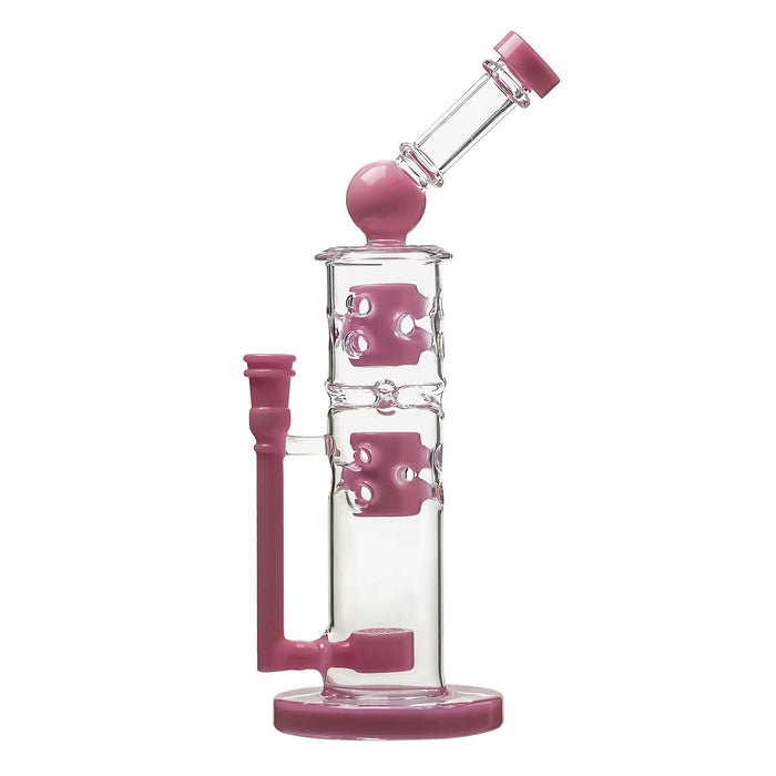 Calibear Premium Sidecar Straight Fab Glass Bong With Flower of Life Perc