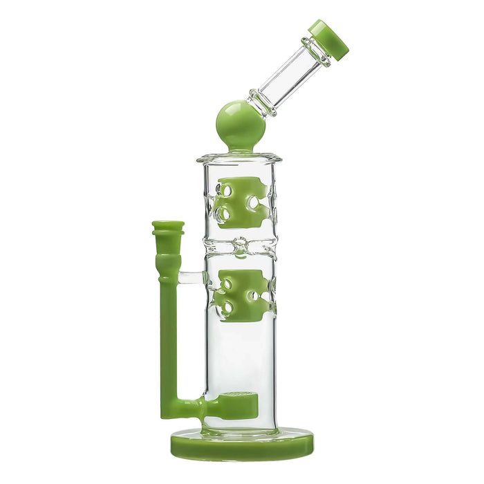 Calibear Premium Sidecar Straight Fab Glass Bong With Flower of Life Perc