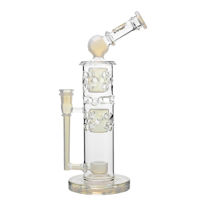 Calibear Premium Sidecar Straight Fab Glass Bong With Flower of Life Perc