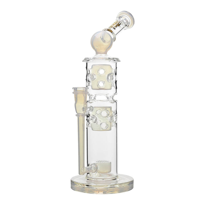 Calibear Premium Sidecar Straight Fab Glass Bong With Flower of Life Perc