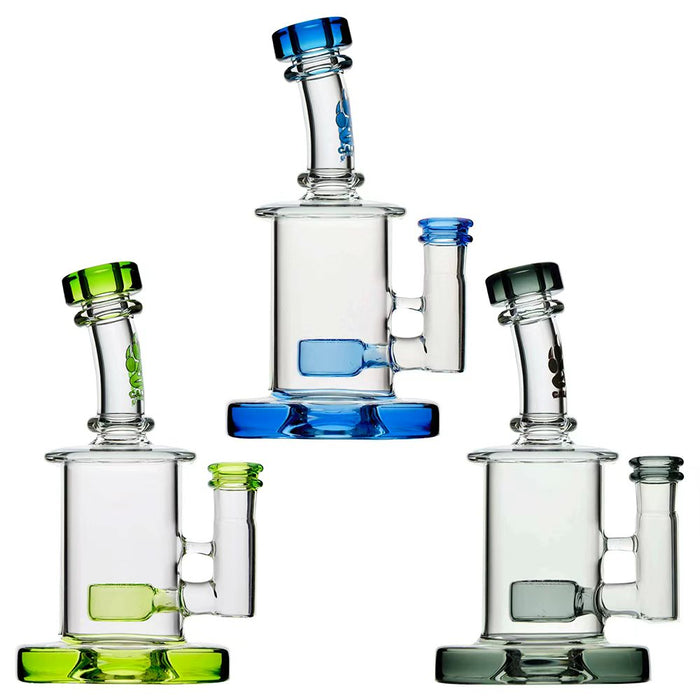 Calibear Colored Mini Can Dab Rig | 6.5" Glass Bubbler with Flower of Life Perc