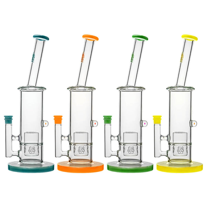 Calibear Colorful Glass Bong Set | Dual Percolator Straight Tube Bong