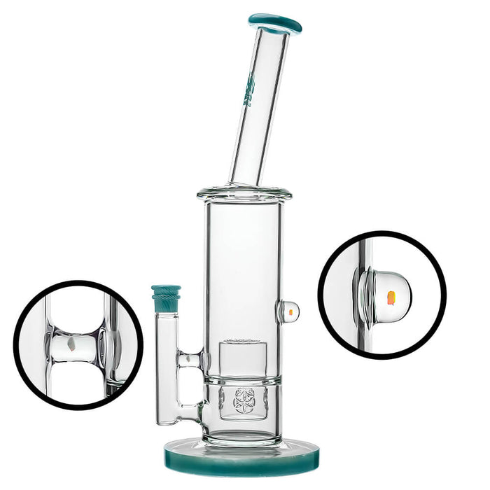 Calibear Colorful Glass Bong Set | Dual Percolator Straight Tube Bong