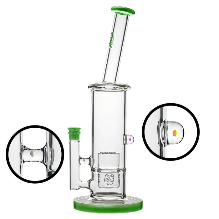 Calibear Colorful Glass Bong Set | Dual Percolator Straight Tube Bong