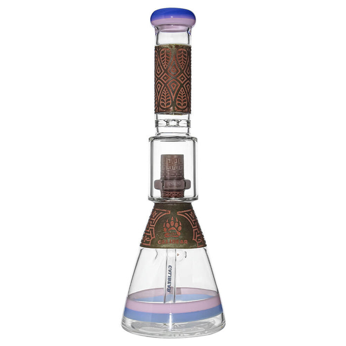 Calibear Etched Geometric Beaker Water Pipe Combo Box | Handmade Glass Bong