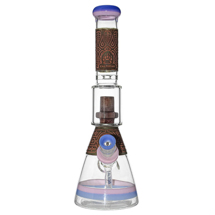 Calibear Etched Geometric Beaker Water Pipe Combo Box | Handmade Glass Bong