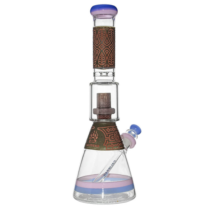 Calibear Etched Geometric Beaker Water Pipe Combo Box | Handmade Glass Bong