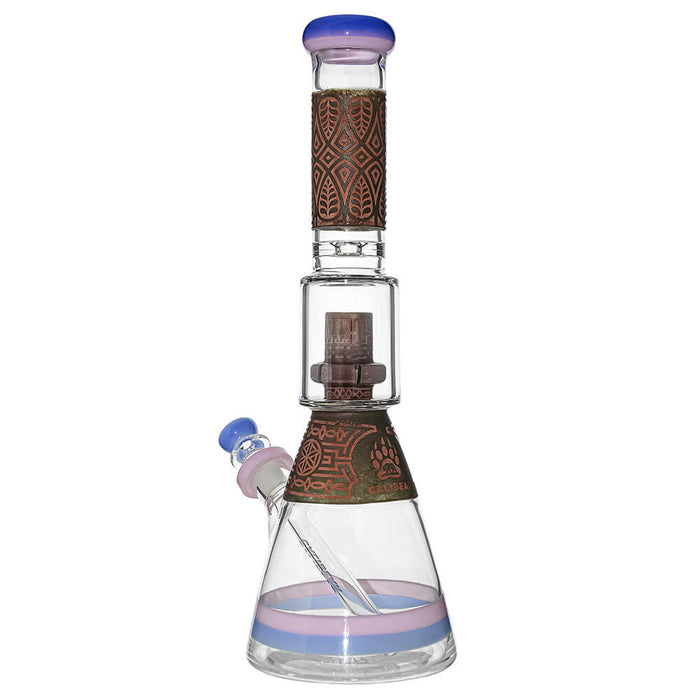 Calibear Etched Geometric Beaker Water Pipe Combo Box | Handmade Glass Bong