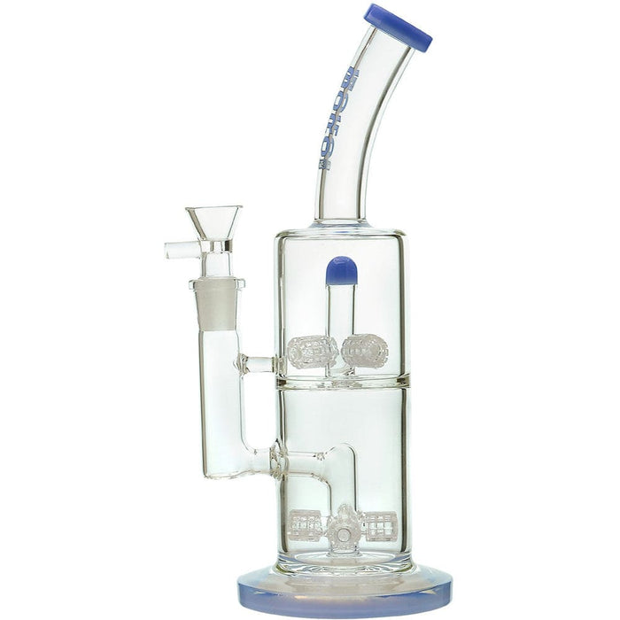 Glass Bong Quad Matrix Perc Water Pipe | 11.8" Scientific Bong