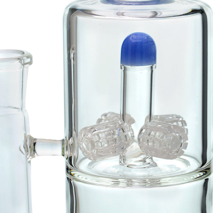 Glass Bong Quad Matrix Perc Water Pipe | 11.8" Scientific Bong