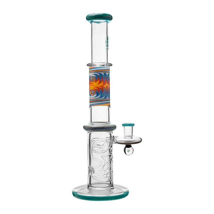 Calibear Wigwag Wall Perc Glass Bong with Encased Opal | 11.8" Artistic Pipe