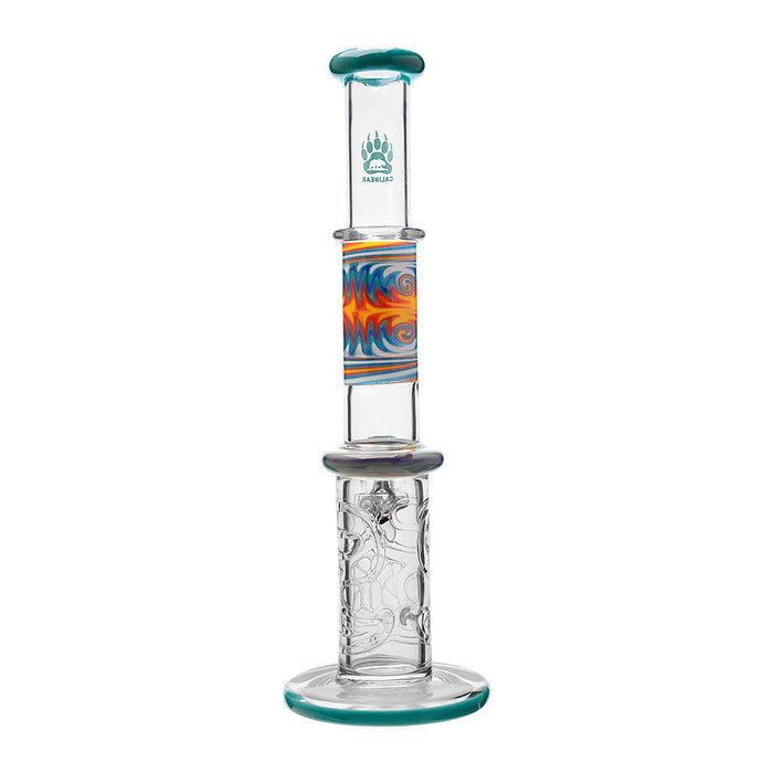 Calibear Wigwag Wall Perc Glass Bong with Encased Opal | 11.8" Artistic Pipe