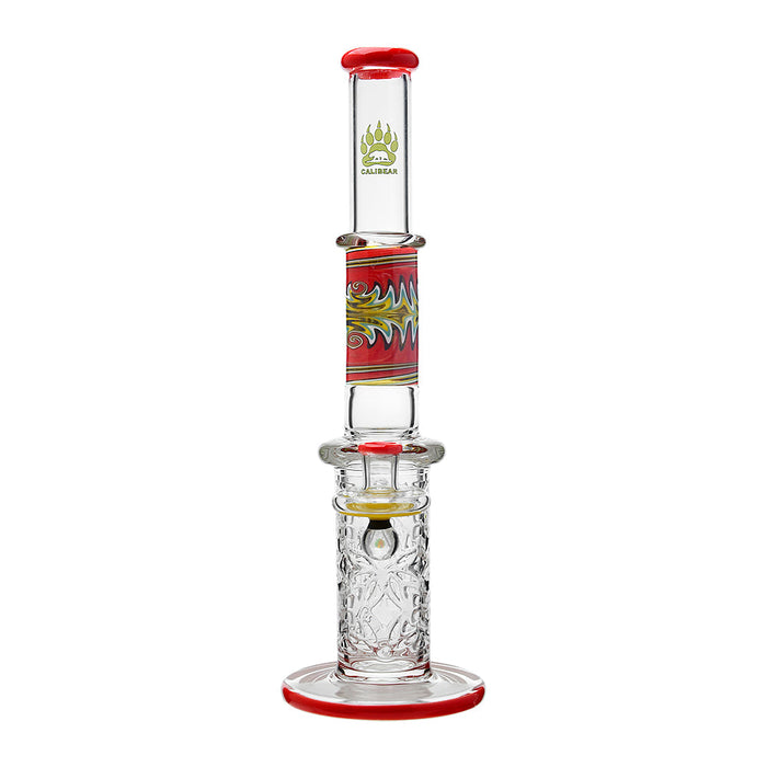Calibear Wigwag Wall Perc Glass Bong with Encased Opal | 11.8" Artistic Pipe