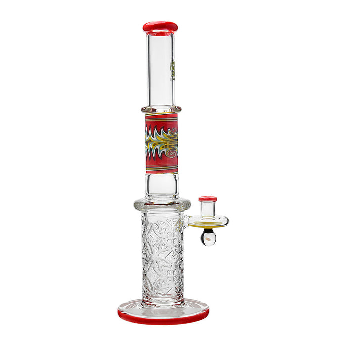 Calibear Wigwag Wall Perc Glass Bong with Encased Opal | 11.8" Artistic Pipe