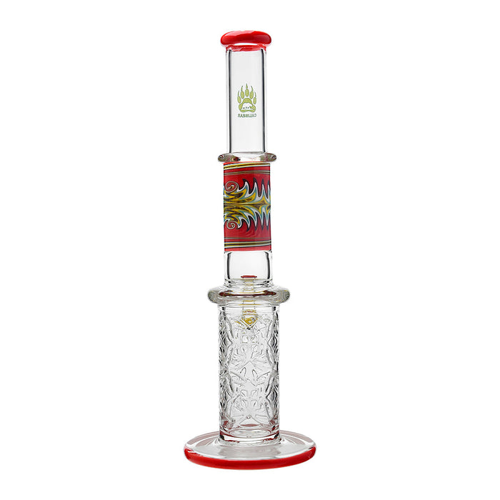 Calibear Wigwag Wall Perc Glass Bong with Encased Opal | 11.8" Artistic Pipe