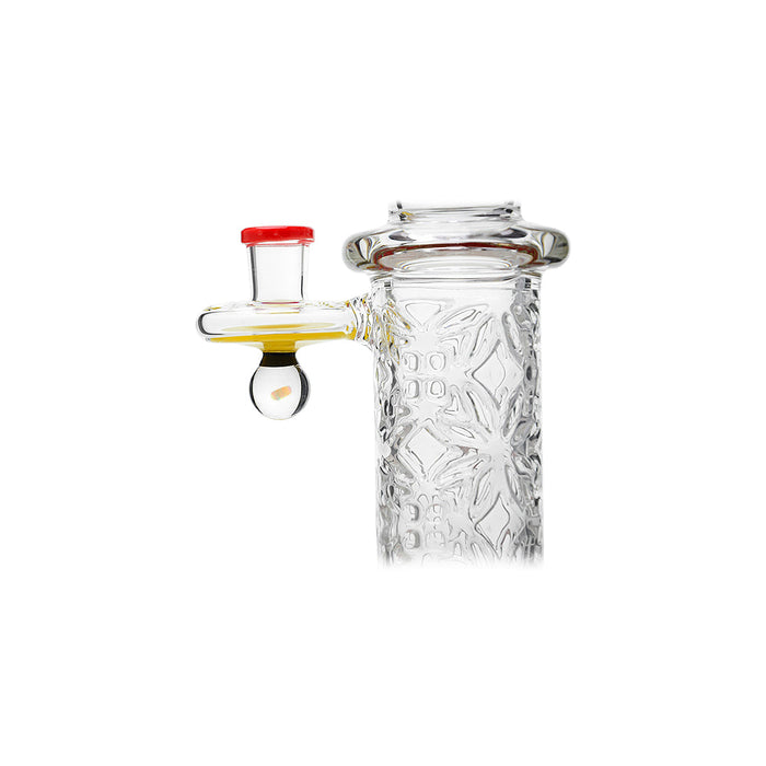 Calibear Wigwag Wall Perc Glass Bong with Encased Opal | 11.8" Artistic Pipe