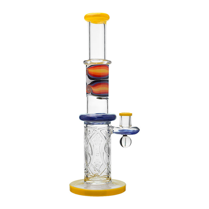 Calibear Wigwag Wall Perc Glass Bong with Encased Opal | 11.8" Artistic Pipe