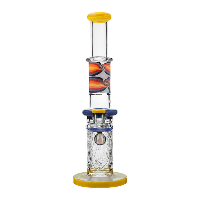 Calibear Wigwag Wall Perc Glass Bong with Encased Opal | 11.8" Artistic Pipe